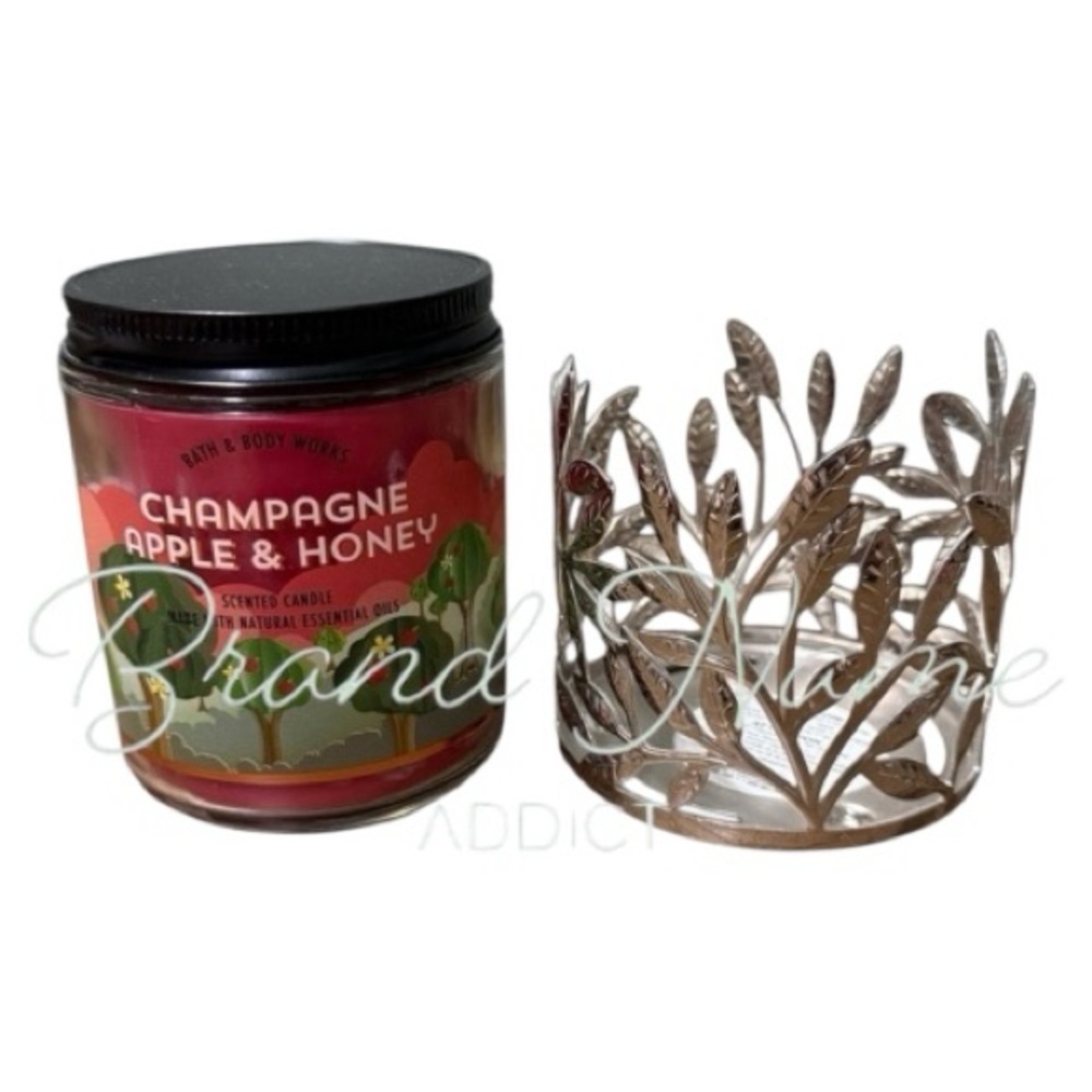 PRICE IS FIRM - Bath & Body Works Champagne Apple & Honey Candle/Leaf Holder